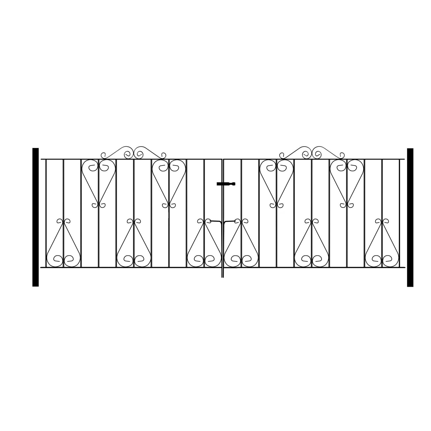 Black Classic Scroll Metal Garden Driveway Gates Galvanised Wrought Iron Style Gate (2743Mm (9Ft) Gap X 914Mm High Cdzp16)