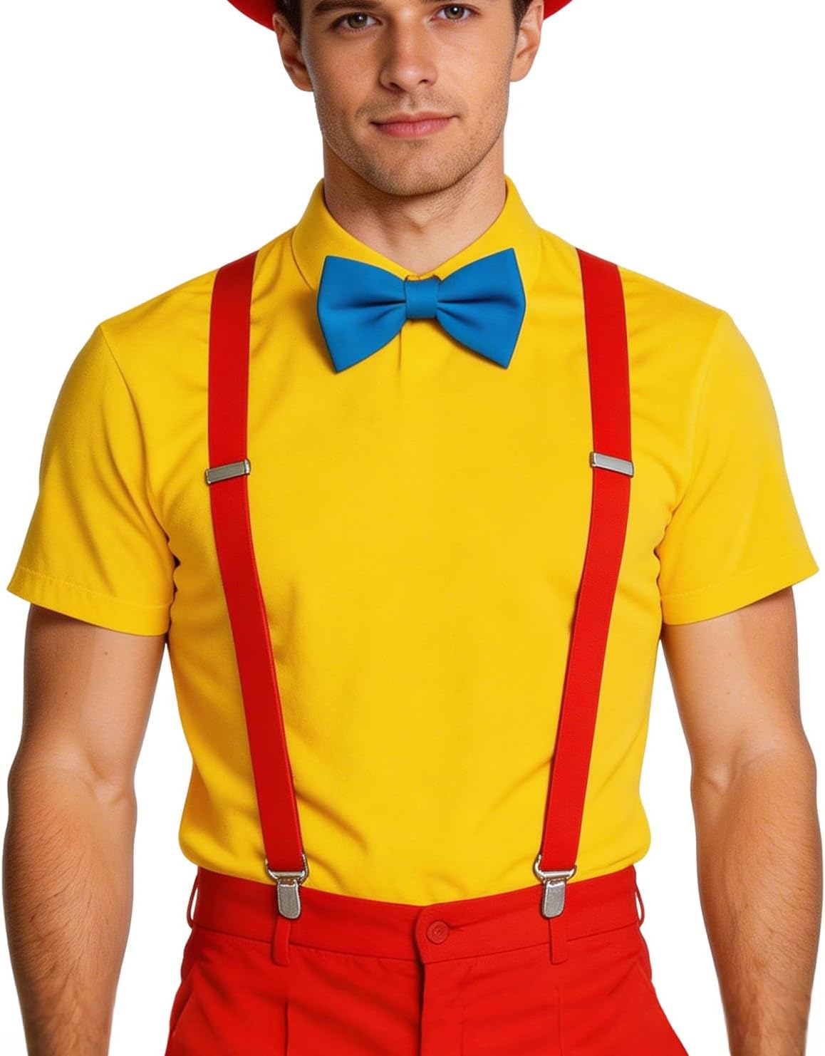 Utaly Red Solid Color Y-Shape-Suspender for Men Adjustable Elastic Hidden Work Suspenders for Halloween Costume Pants