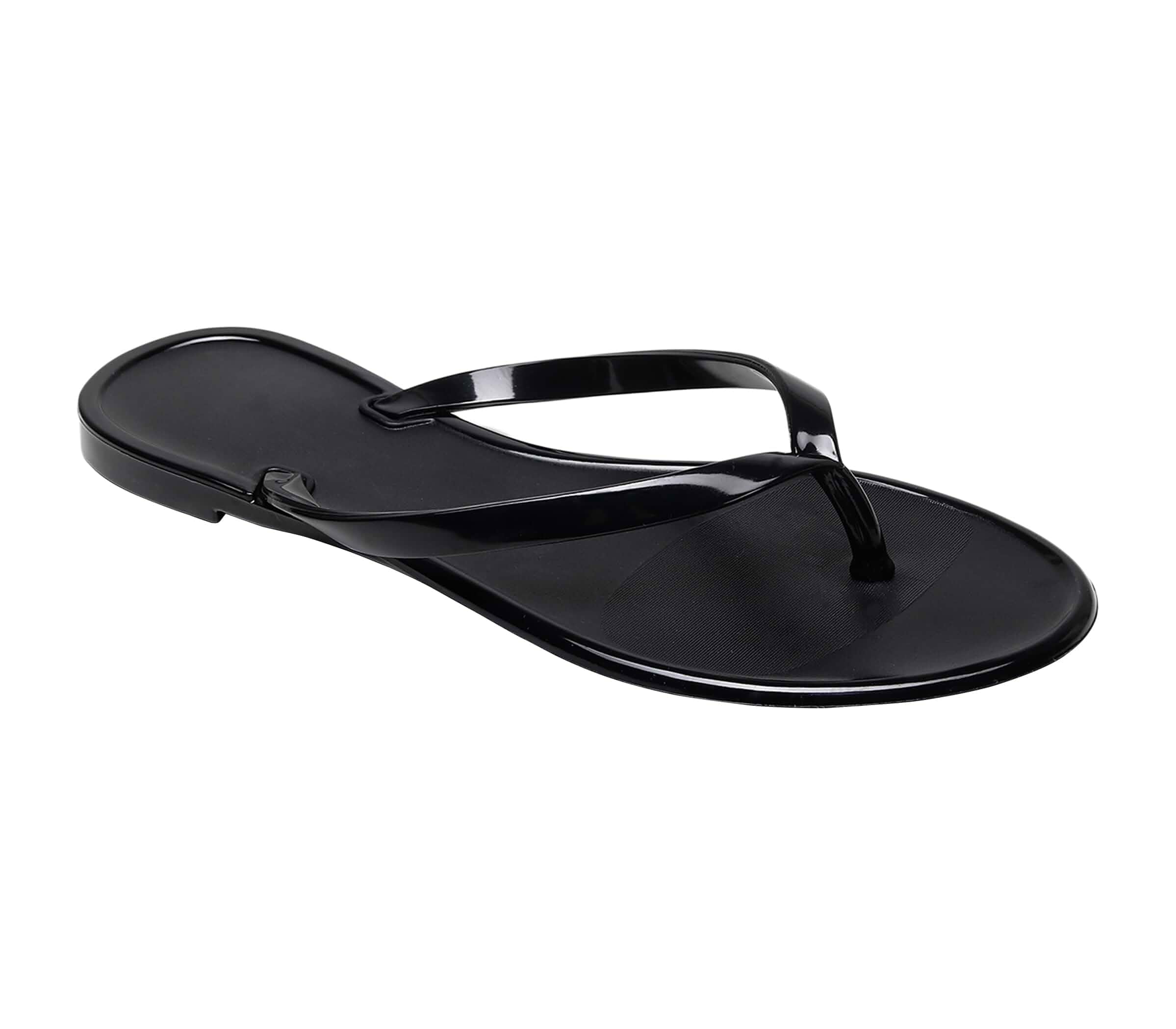 Libbook Womens Flip Flops Thong Sandals Jelly Shoes Flat for Ladies Slides Black Slippers Size 9 Slip On Summer Beach Dressy
