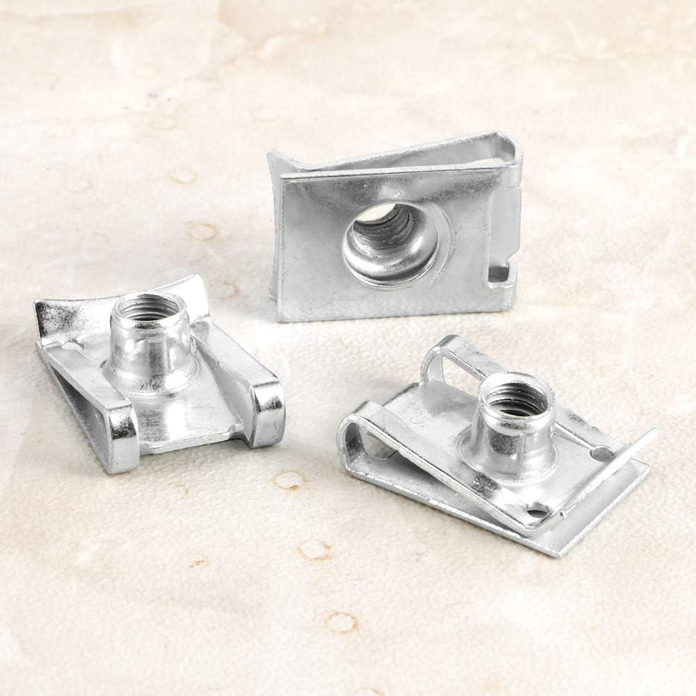 Aramox 75 pièces Clips en U M6 pour Carrosserie Moto et Auto, Écrous à Ressort pour Panneaux de Porte, Fixations pour Carénage et Tableau de Bord, Acier au Manganèse