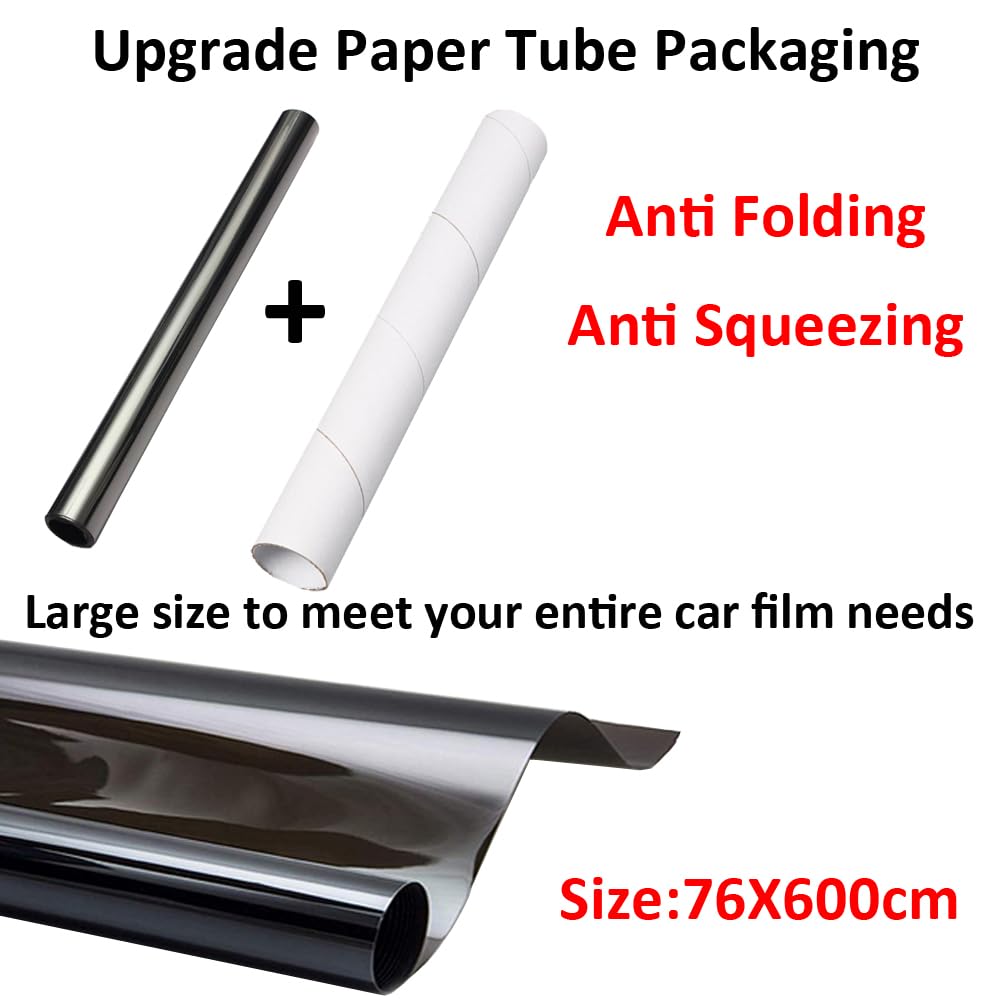 Film de Teinte de Vitre Voiture 35% VLT Film Teinté de Fenêtre Fumée Noir Rouleau Autocollant Verre Film Teinte Solaire Protection Film de Verre Anti Regard 76cm X 600cm