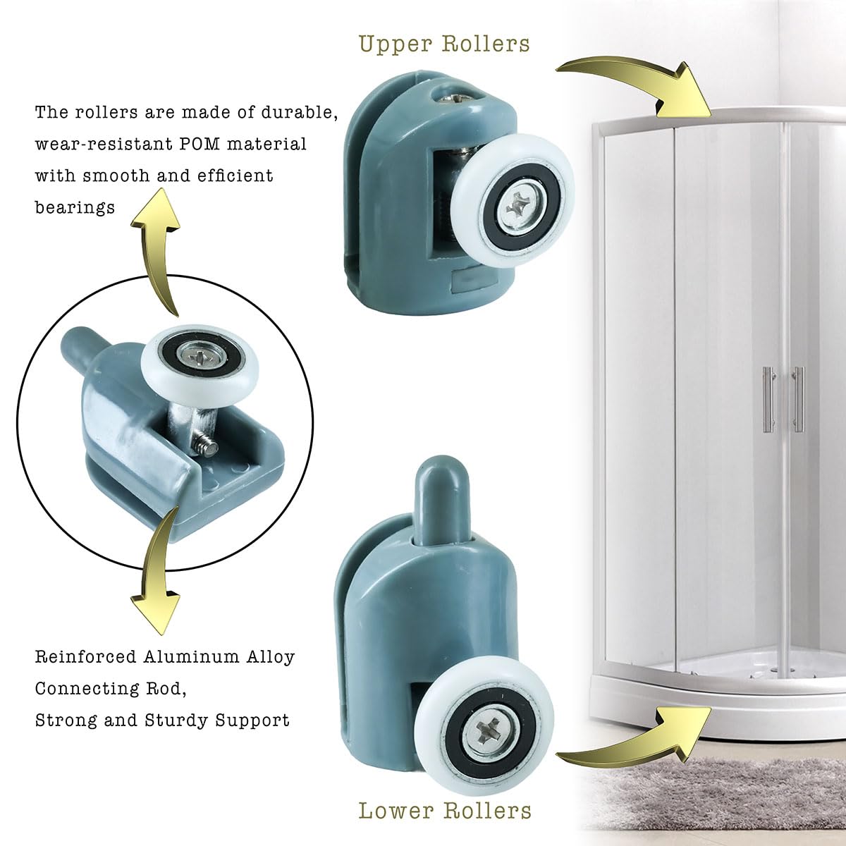 ciciment 8pcs Shower Door Rollers,Single Wheels - Image 4