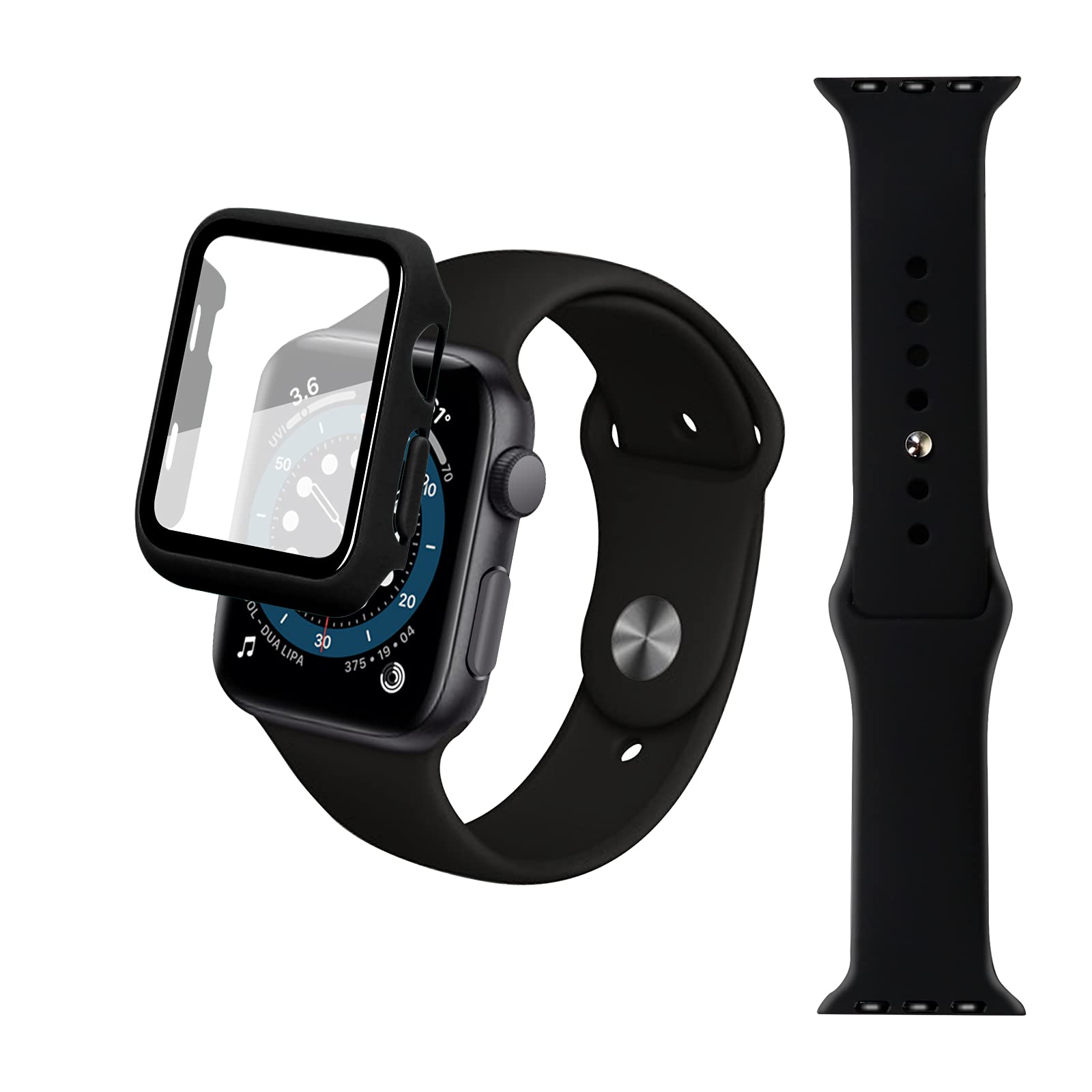 tenlamp Apple Watch 38mm Band with Case for Woman and Child, Soft Silicone Replacement Strap and Hard PC Screen Protector Case both for Apple Series 1/2/3