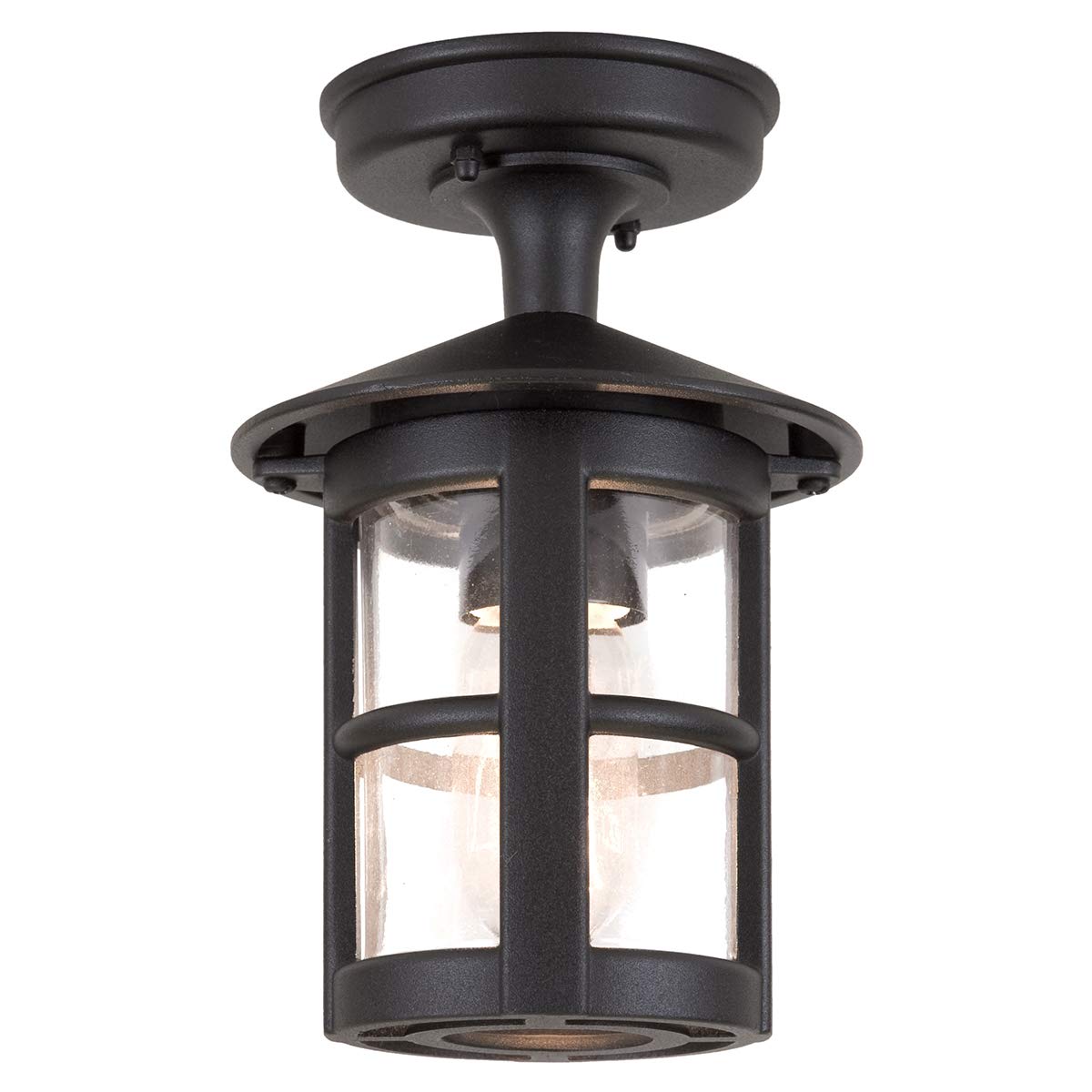 Loops Black Outdoor Ip43-1 Bulb Semi - Flush Light - Led E27 100W Bulb - Outside - External - Exterior