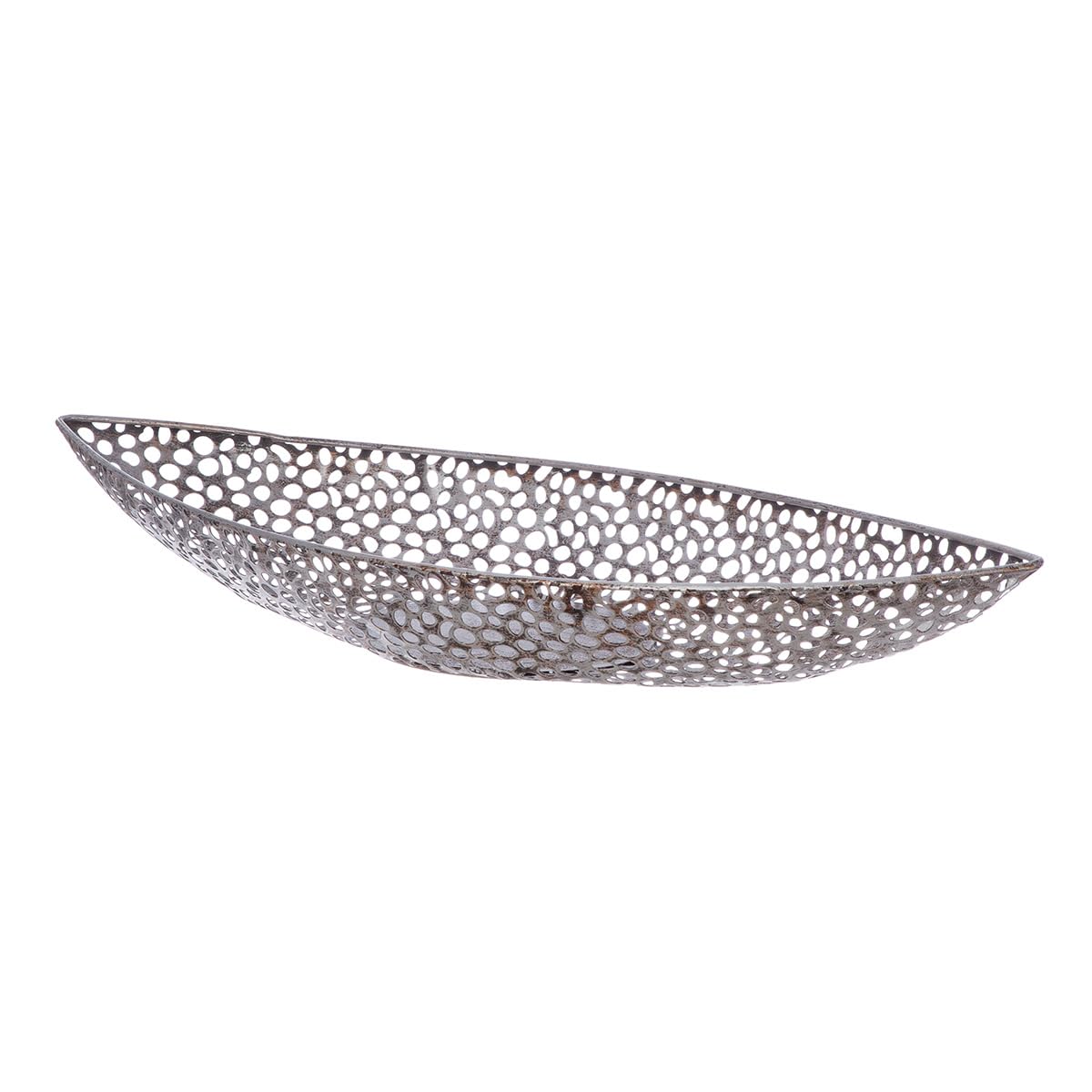GILDE Schale Deko XL Chico - Metall Dekoschale Wohnzimmerdeko - Tischdeko Frühling Deko silber Schlüsselschale Schlüsselablage - Länge 59 cm