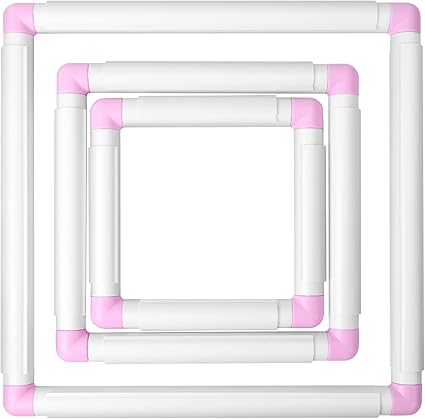 Pllieay 3 Pack Square Embroidery Hoops, Plastic Cross-Stitch Hoops, Plastic Clip Frame for Embroidery, Embroidery Quilting Frames (6x6, 8x8, 11x11)…