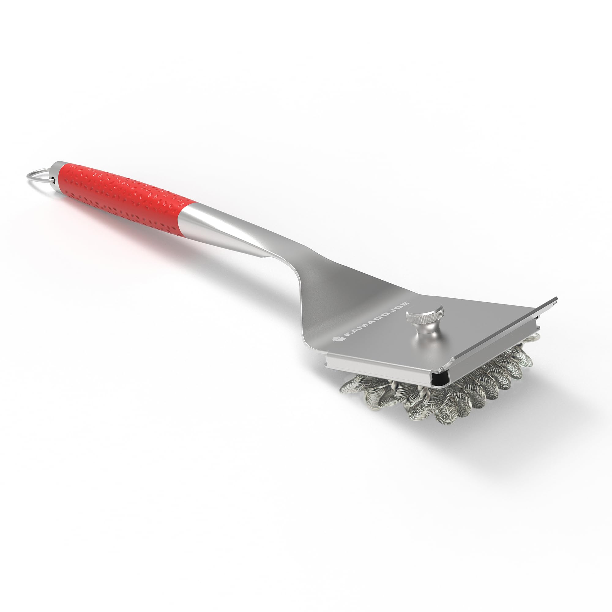 Kamado Joe® Krafted™ Steel Bristle-Free Grill Brush with Scraper, 18-Inch Ergonomic Handle, Replaceable Head, Dishwasher Safe Stainless-Steel BBQ Cleaning Tool
