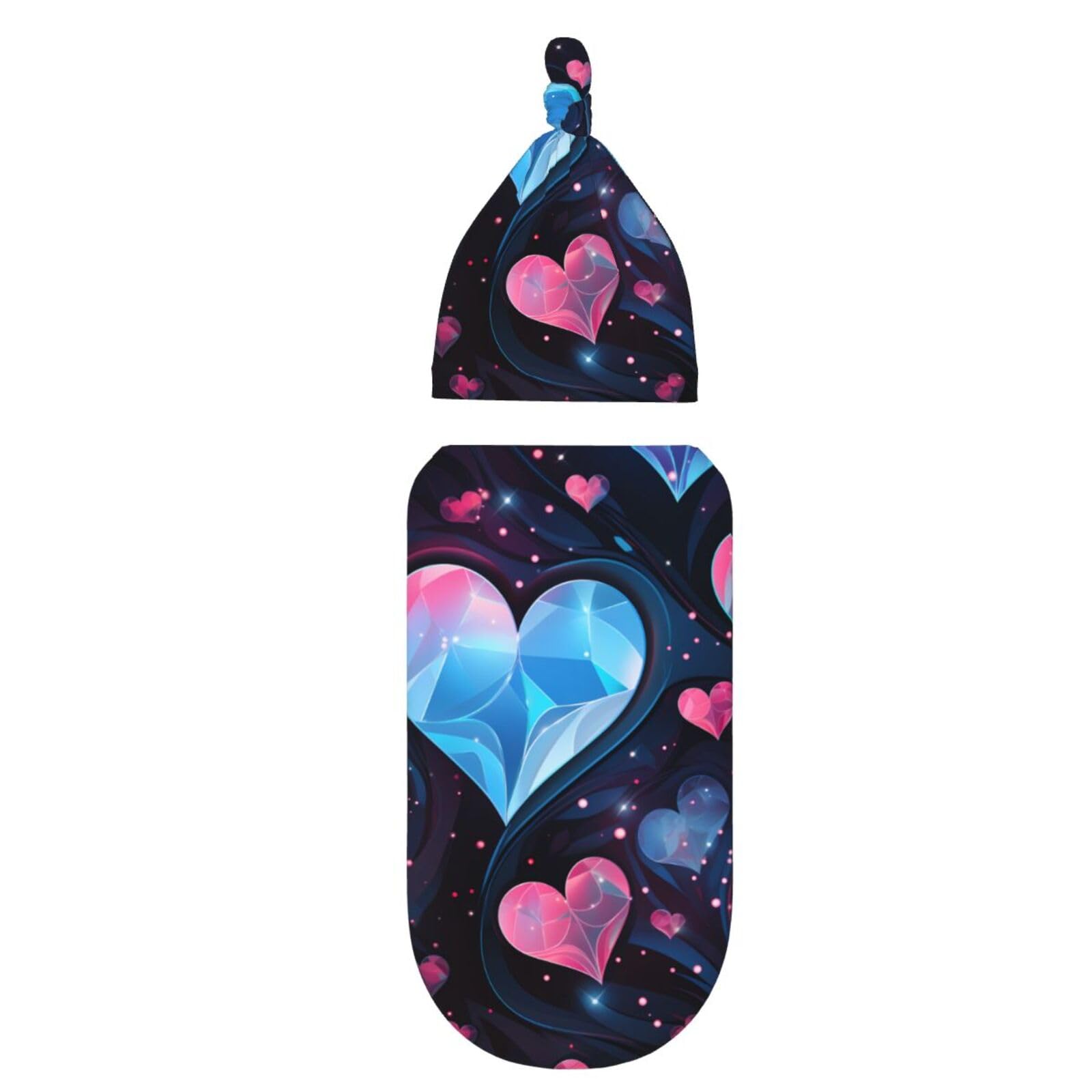 3D Hearts zestaw koców i kapeluszy dla noworodków, przytulna chusta dla niemowląt, malucha, komfort, 29 x 53 cm