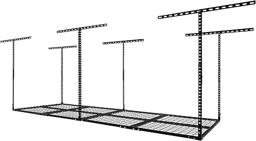 Estante de almacenamiento de garaje de 3 x 8 pies, estantes de almacenamiento de techo ajustables, sistema organizador de almacenamiento resistente,