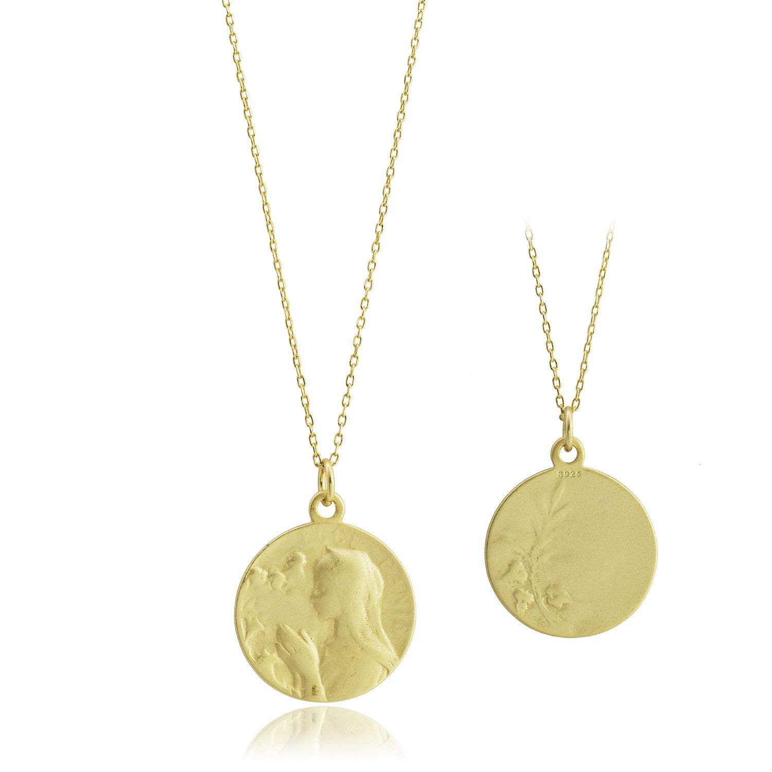 CISHOPWomen's 18K Gold Plated Sterling Silver Maryam Coin Necklace,44cm