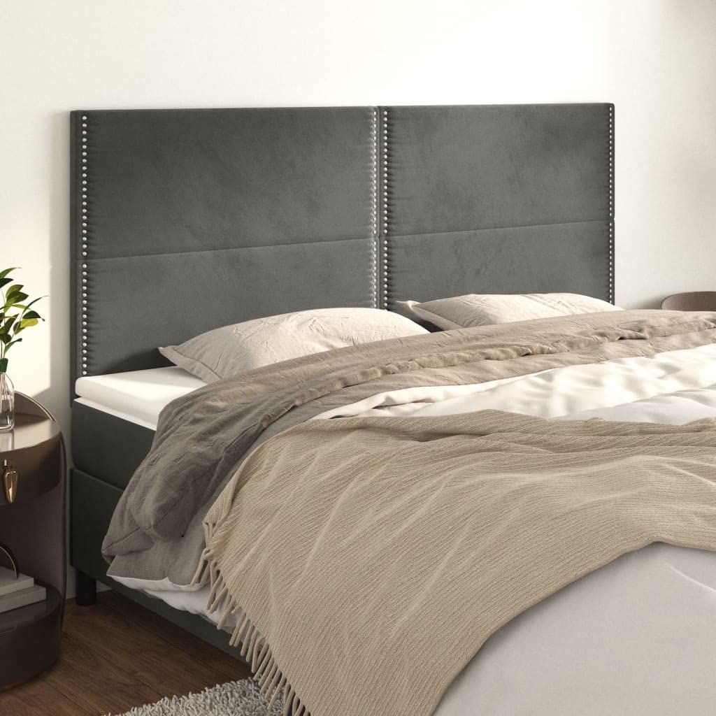 vidaXL Cabecero Cama Cabezal Dormitorio Estructura Habitación Mobiliario Muebles Decoración Adorno de Terciopelo Gris Oscuro 180x5x118/128 cm