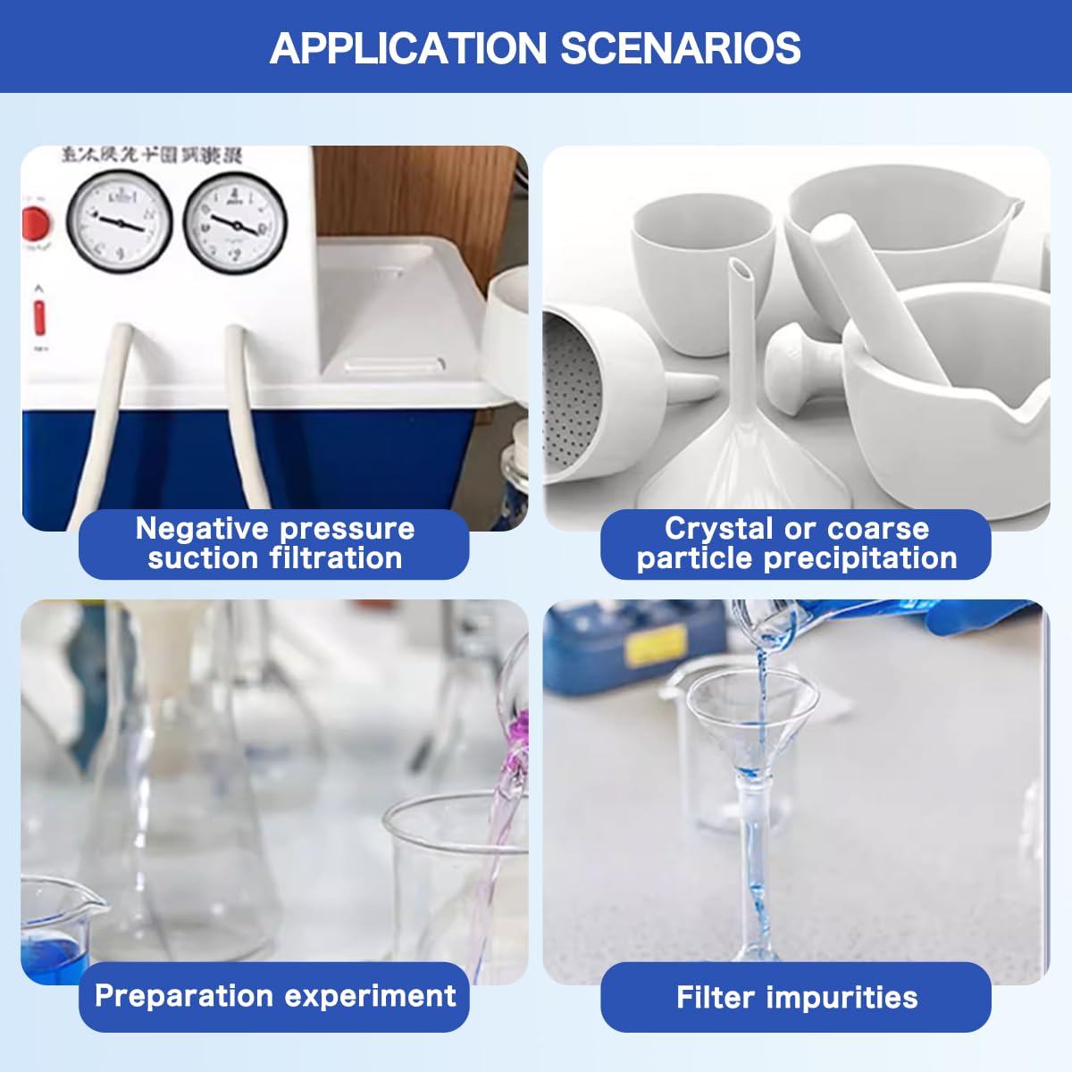 Lab Buchner Funnel Filtering Kit with 80mm Buchner Ceramic and 1000ml Vacuum Flask