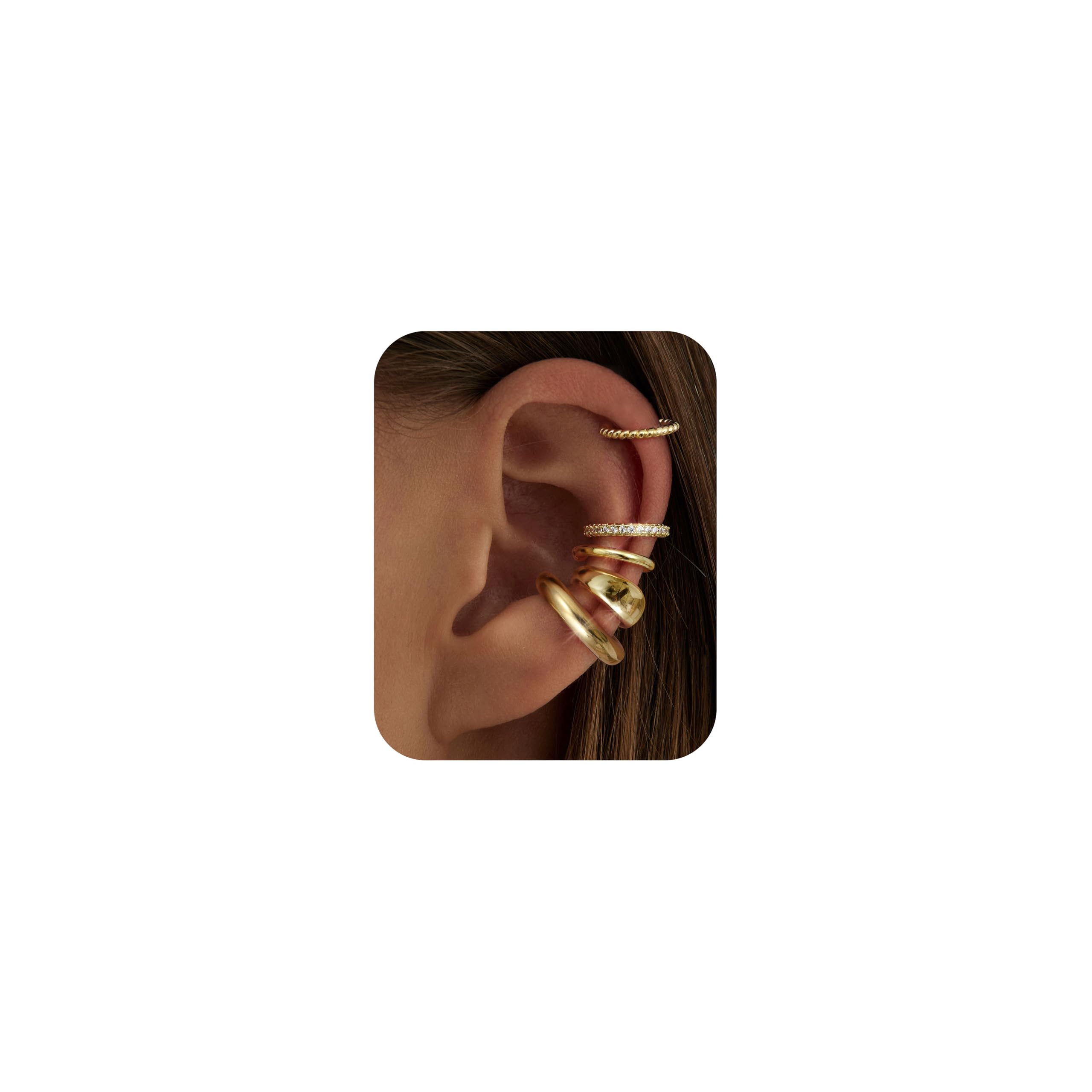 CASSIECA Ear Cuff Orecchini Non Piercing, Orecchini Donna Chunky Earcuff Orecchini Senza Buco alla a Clip per Cartilagine Orecchini a Clip Ipoallergenici Regalo di Gioielli