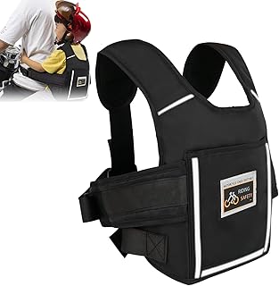 Kinder Motorrad Sicherheitsgurt, Einstellbarer Motorrad Gurt Kinder mit Tasche, Reflektierendes Atmungsaktives Material in Schwarz