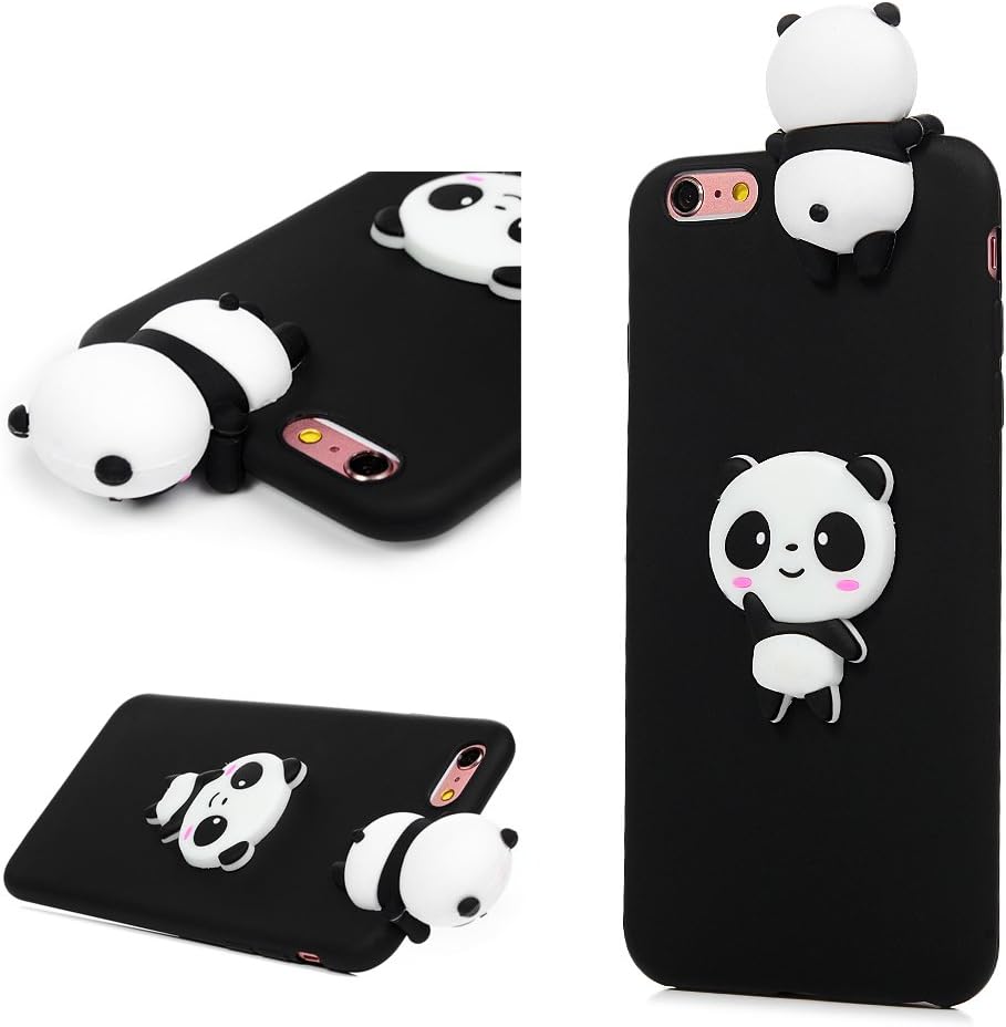 YOKIRIN iPhone 6 Case, iPhone 6S Case, 3D Handmade Cute Black Panda Jelly Soft TPU Silicone Rubber Slim Fit Shockproof Anti-Scratch Skin Protective Bumper Cover for Apple iPhone 6, iPhone 6S