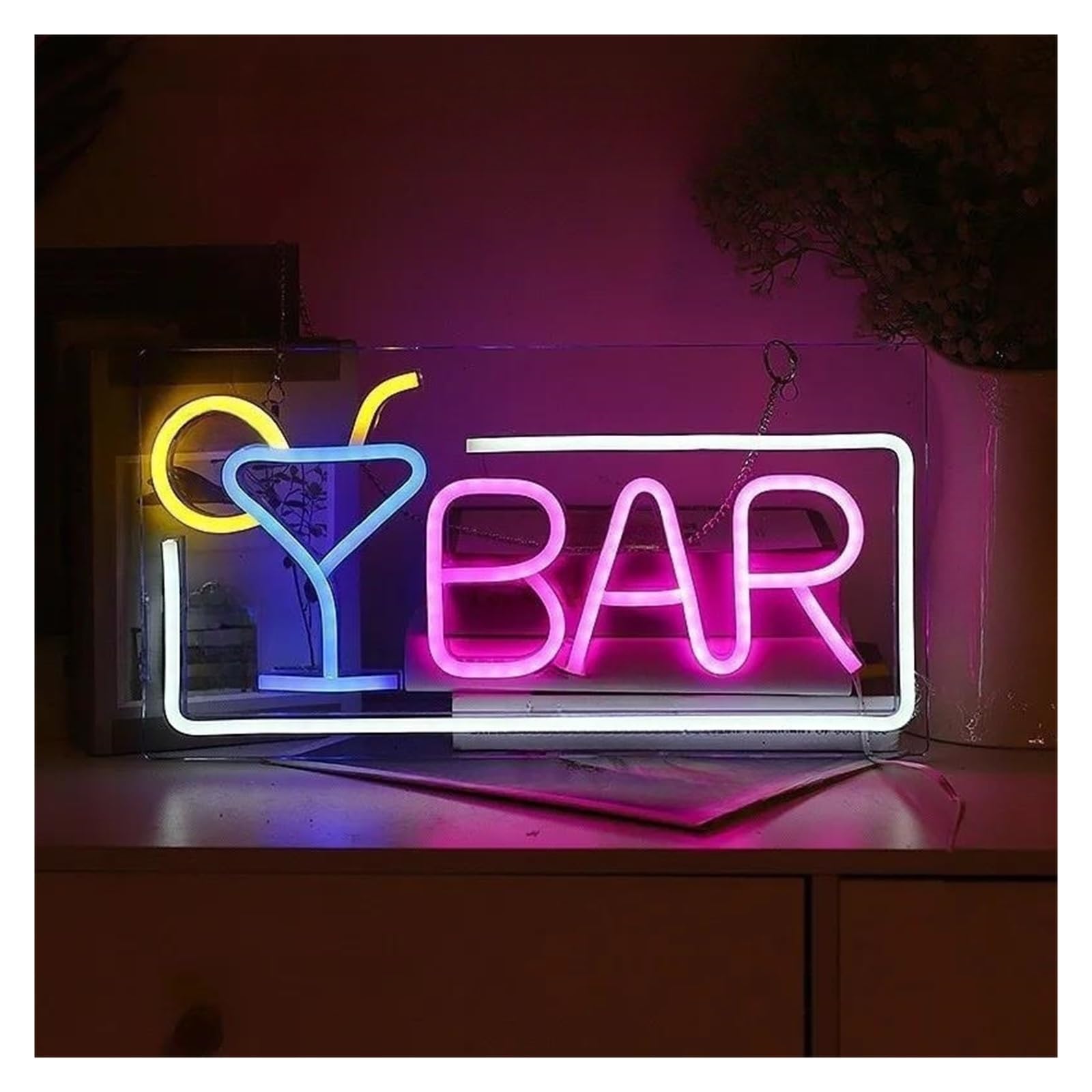 SHOUXI Sign Lamp Bar Neon Signs, USB Powered Beer Glass Bottle Neon Lights Suitable for Club Bistro Party Wall Decor Glow Sign 22cmx42cm(A)