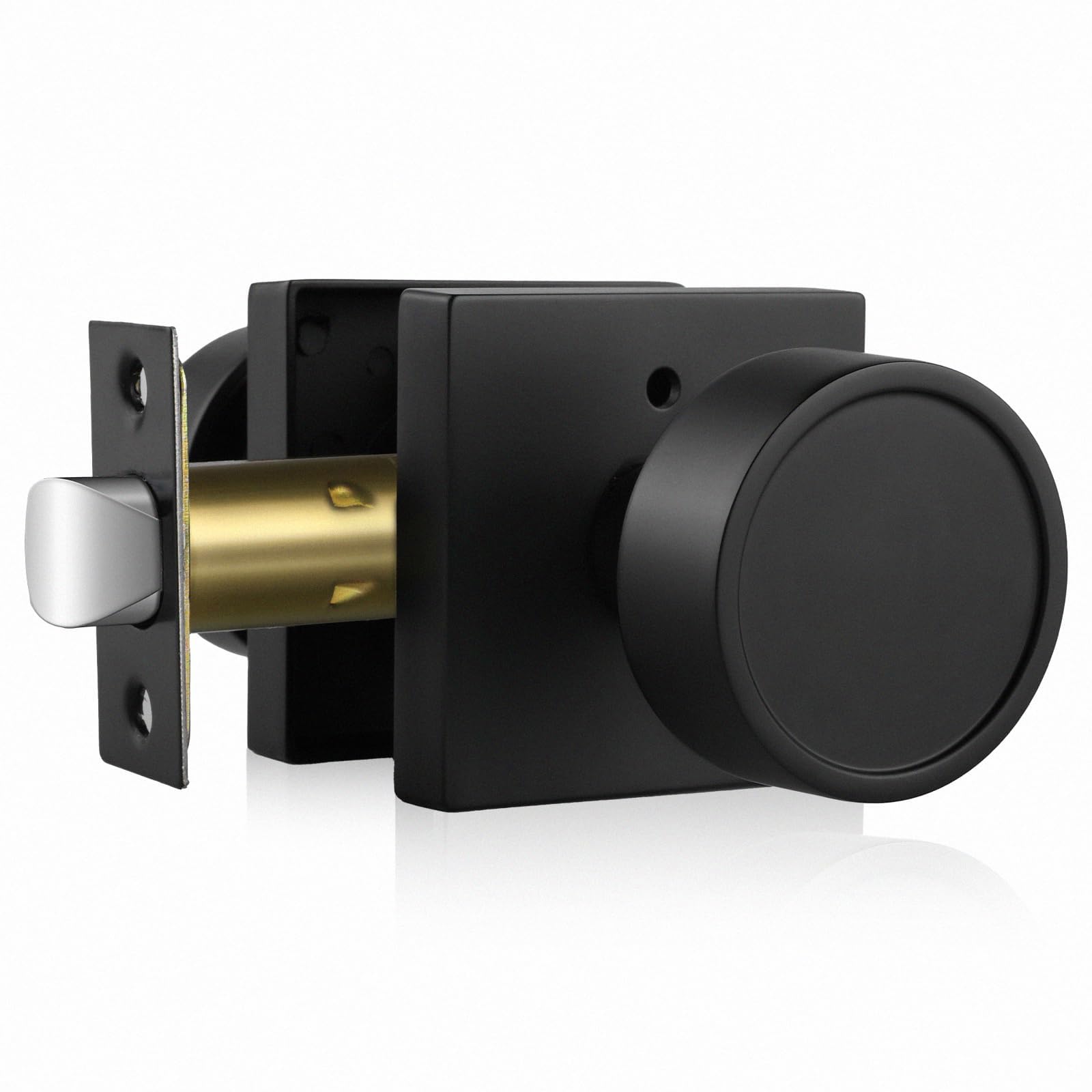 Haidms Matte Black Interior Door Knob, Square Privacy Door Knob (1 Pack)