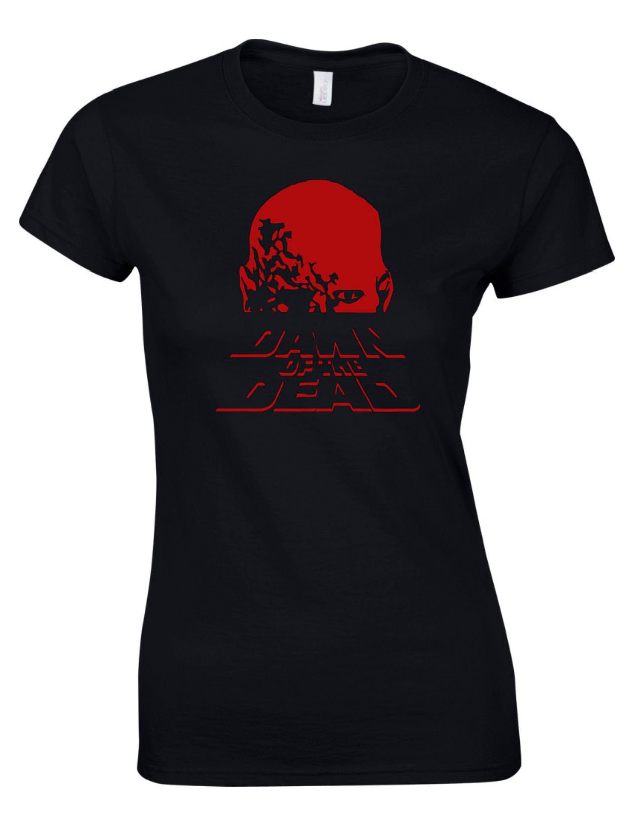 Foolsgoldtshirts Women's Black Dawn Of The Dead Zombie Horror Inspired Cult 70S Movie Film T Shirt (Large)