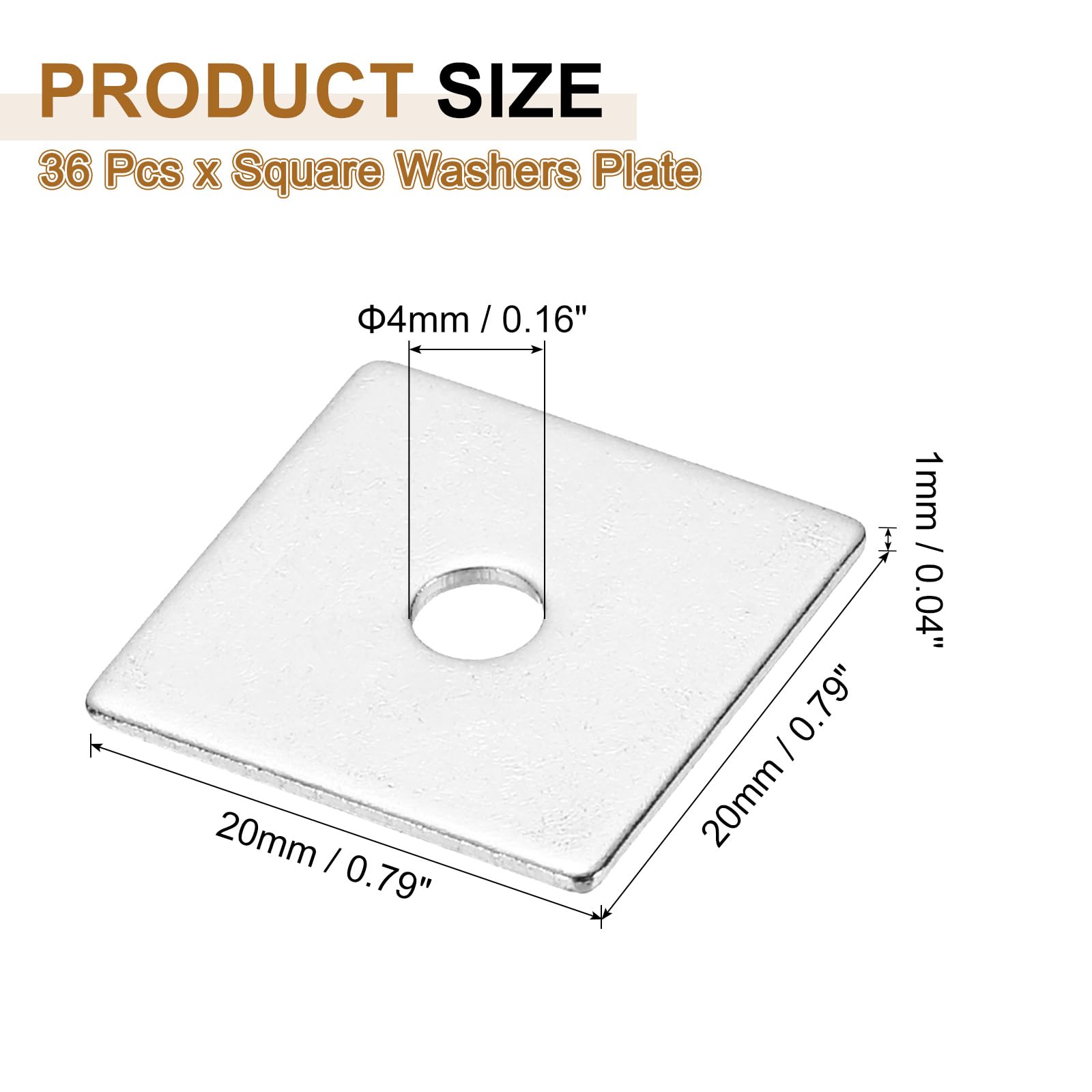 PATIKIL M4x20x1mm Square Washers - Image 2