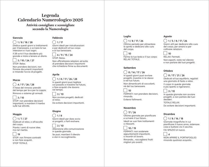 Agenda numerologica 2026