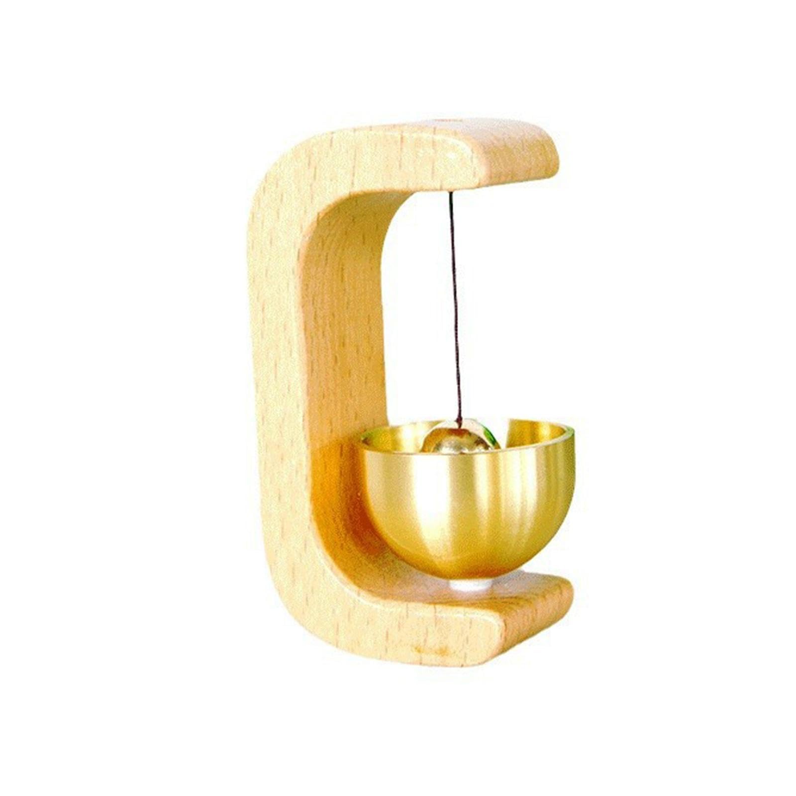 Wooden Door Bell Wind Chime Ornament Hanging Bell for Doors Window Versatile Yellow|Wooden Door Chime Bell | Japanese-Style Brass Bell for Home, Shop & CAF Entrances | Stick-On Installation |-image-11