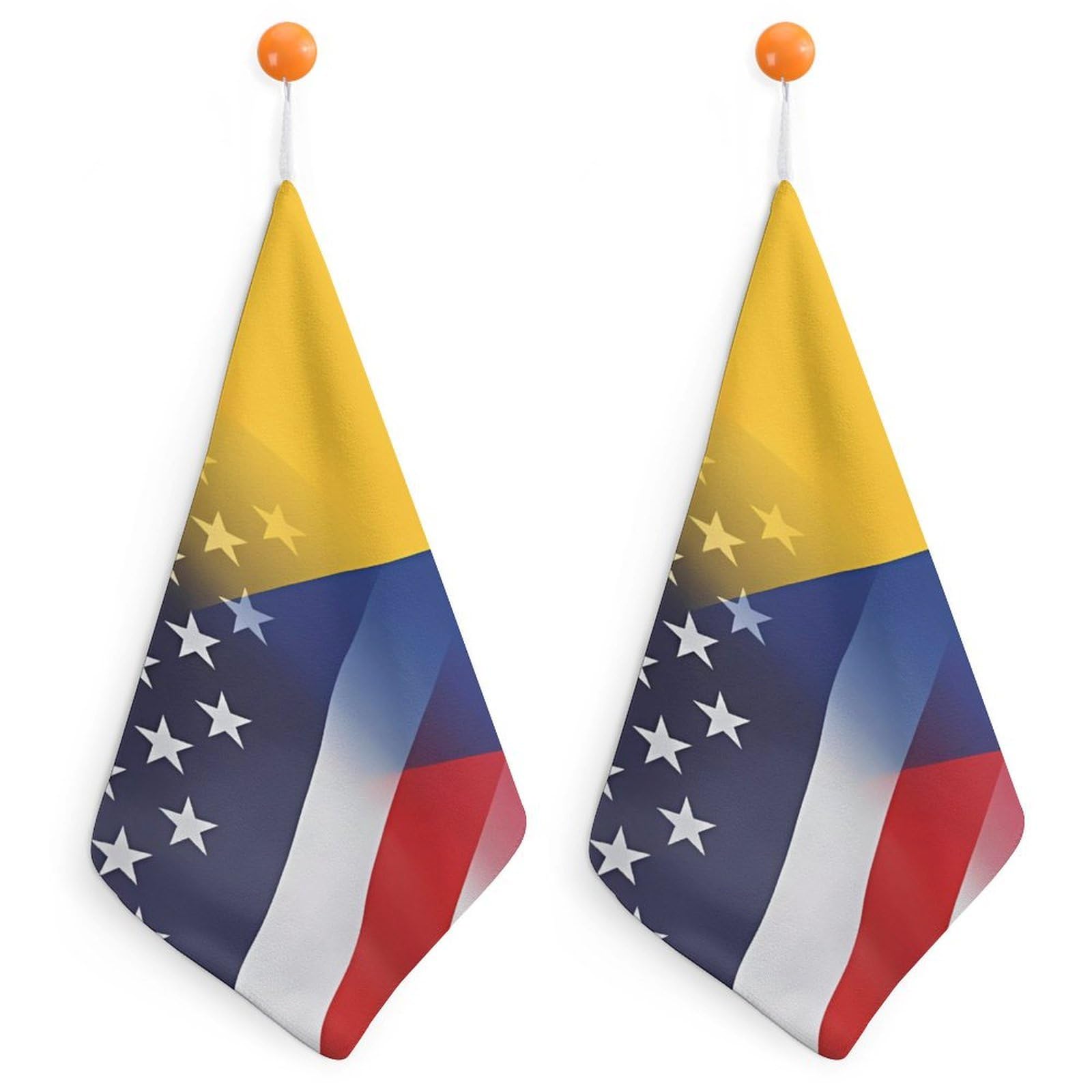 CGSBNGHA Colombia And U.S. of Flag Hand Towel Hanging Face Towels Cleaning Cloths Handkerchief for Bathroom Kitchen