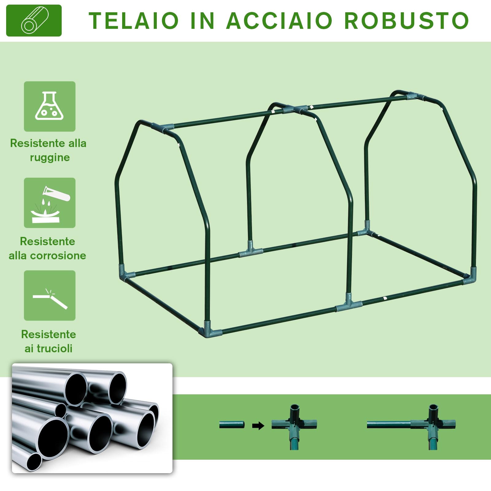 Outsunny Mini Serra da Giardino e Balcone in Plastica PE e Acciaio con Chiusura a Zip, 99x71x60 cm, Bianco Trasparente