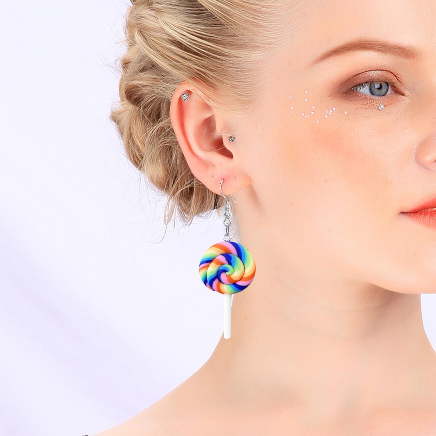 Creative Lollipop Rotating Contrasting Dangle Drop Earrings Lovely Personalized Candy Colorful Cartoon Rainbow Resin Dangle Drop Earrings for Women Jewelry Gifts - Image 4