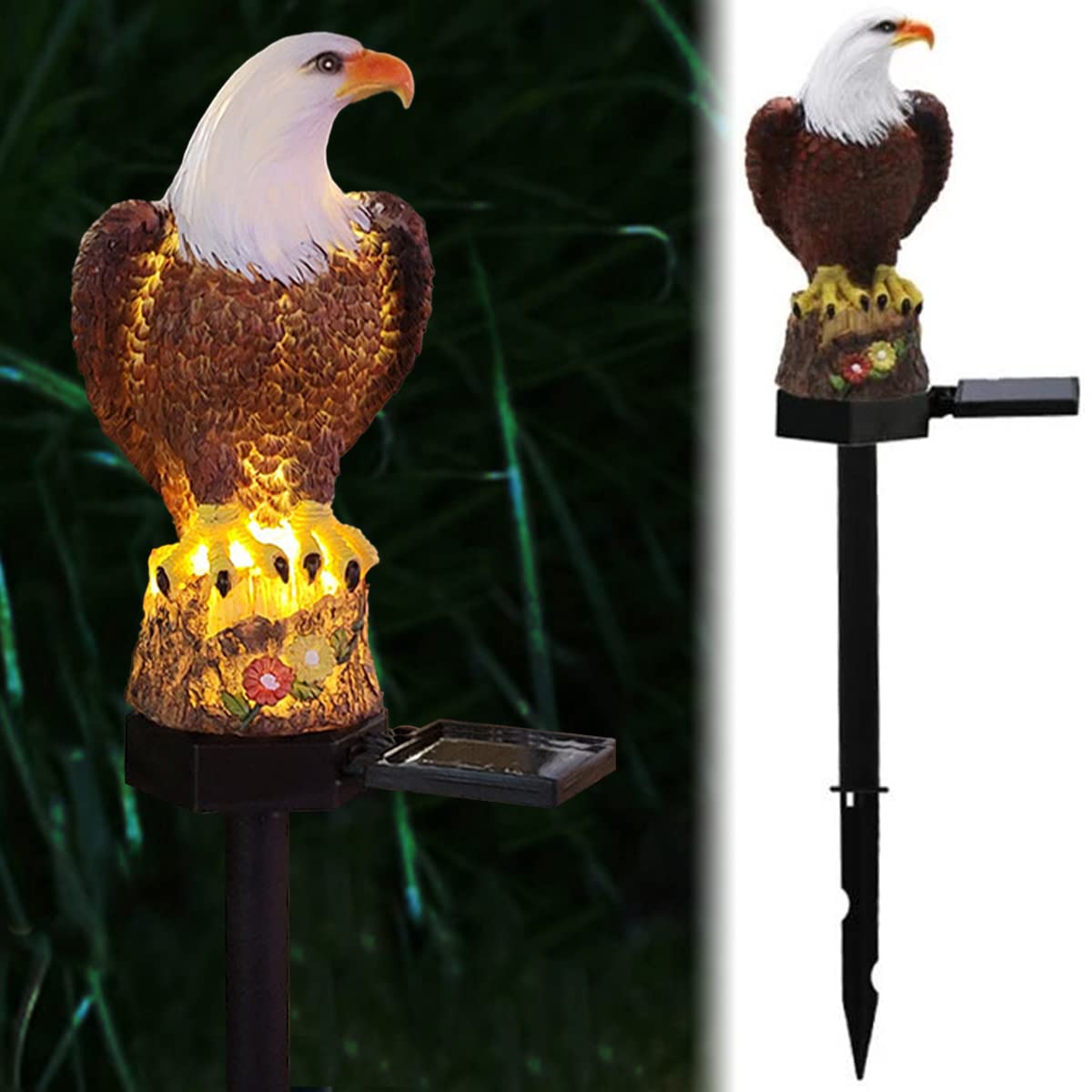 SDYGDB Eagle Garden Lamp Solar Eagle Lawn Lamp Auto ON/Off Solar Parrot Night Light IP44 Waterproof Solar Eagle Light Eagle-Shaped Solar Night Light for Garden Lawn Patio Yard Decoration(Eagle)