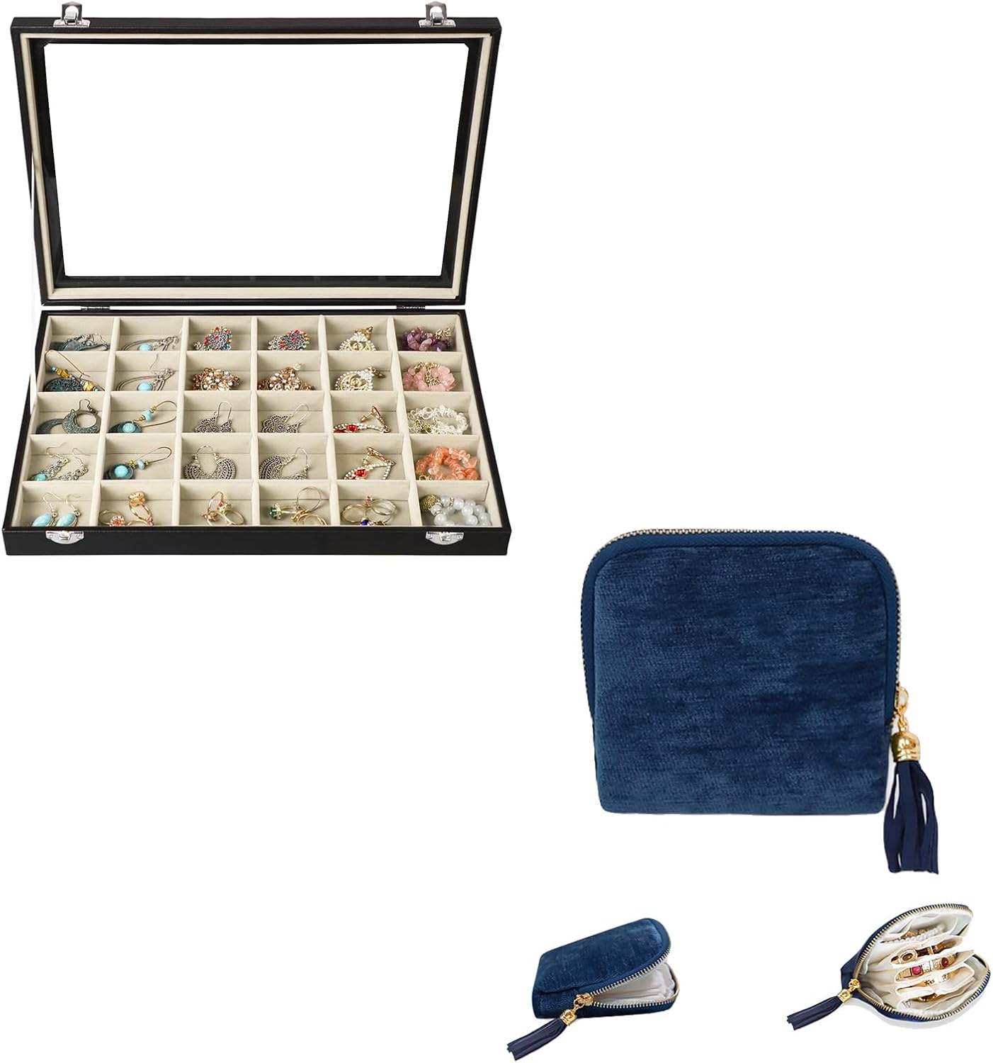 Stratalife Earring Organizer Bundle with Travel Jewelry Case Organizer for Women