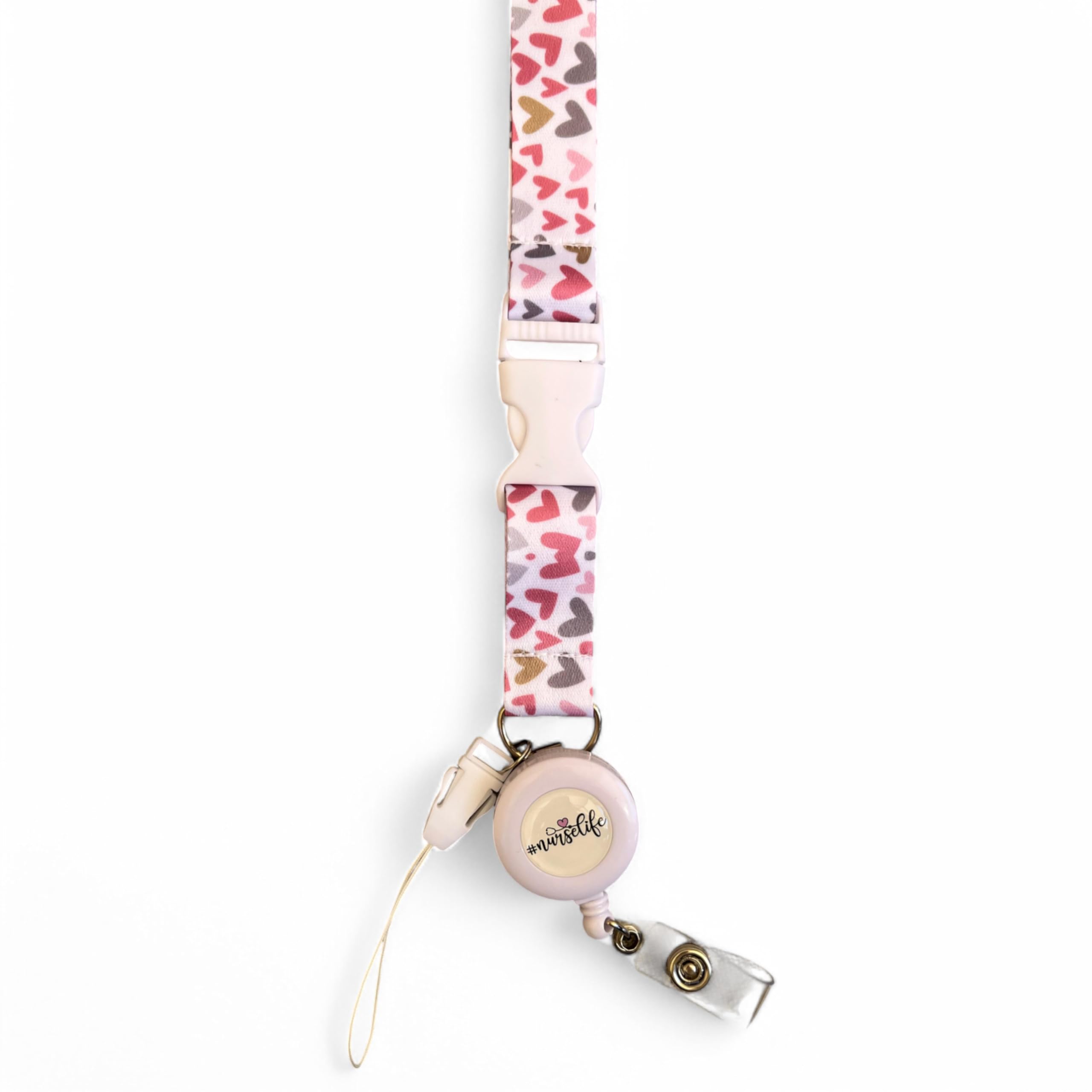 2 X Lanyard Personalizado Para Enfermera – Clip Extensible Y Cierre Rápido, Ideal Para Portatarjetas Y Tijeras (Corazones)