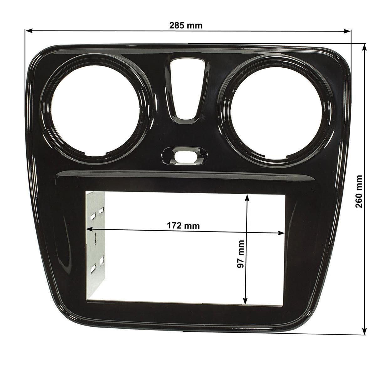 tomzz Audio 2409-007 Doppel DIN Radioblende kompatibel mit Dacia Lodgy Dokker Dokker Van ab 2012 Piano Lack schwarz
