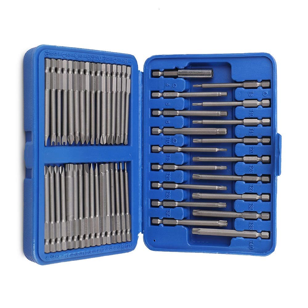 Juego de Brocas Hi-Spec 50pc 75mm Juego de Destornilladores Extra Largos Hex Torx Security Juego de Puntas de Destornillador largas Juego de Puntas de Destornillador de trinquete Juego