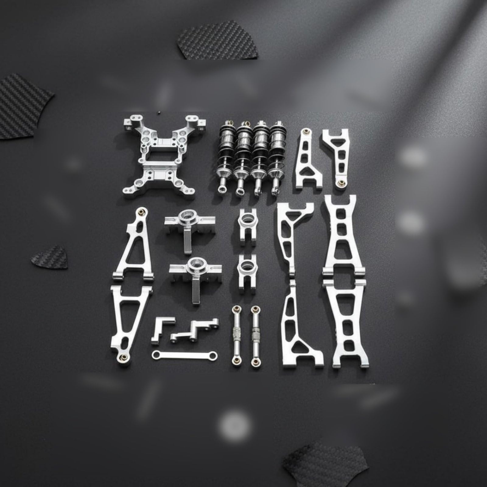 Elektroauto RC Auto Metall Upgrade Satz Tuningteile Schwingarme Dämpfer Lenkung aus Aluminiumlegierung für Leichten Aufbau Und Hohe Belastbarkeit für, Red