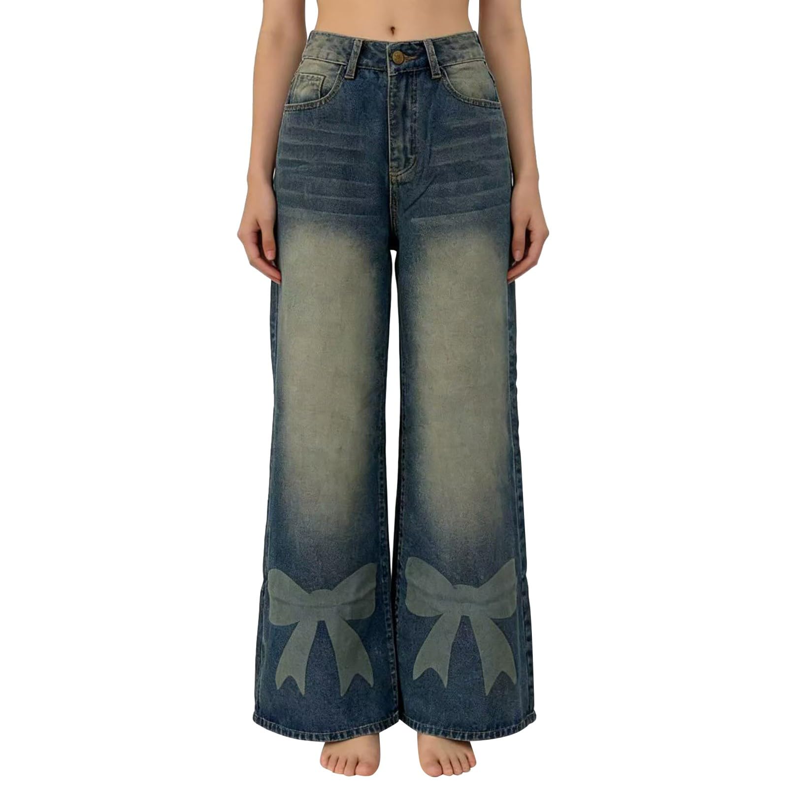 Jeans Donna Leggeri Elasticizzati Jeans Vita Alta Gamba Larga Larghi Pantaloni Denim Baggy Casual Leggeri Moda Pantaloni Elasticizzati Curvy con Tasche Palazzo Streetwear Eleganti Comodi Hiphop