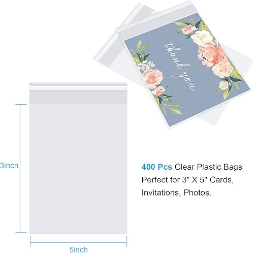 Miniatura 9 de 200 bolsas de celofán, bolsas de celofán de 5 x 7 pulgadas y 2.8 mils para embalaje, bolsas de celofán autoadhesivas, bolsas pequeñas de plástico