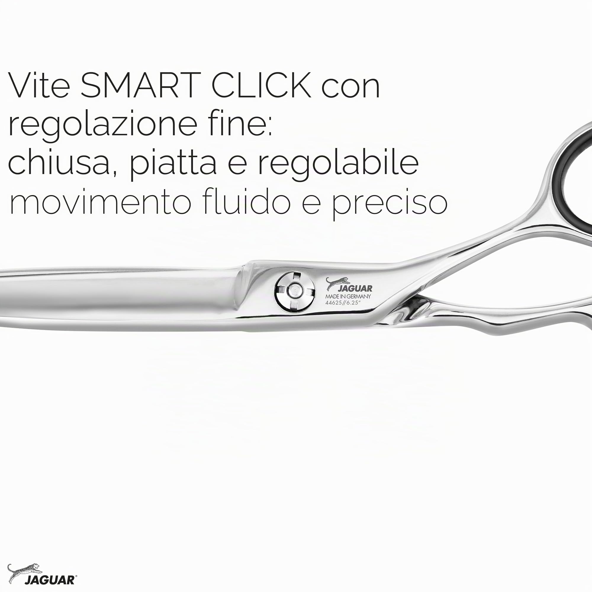 JAGUAR Forbici per capelli HERA 5,75" | Forbici da parrucchiere dal design con gancio a dito forgiato e lama pugnale arrotondata | lucide | Made in Germany