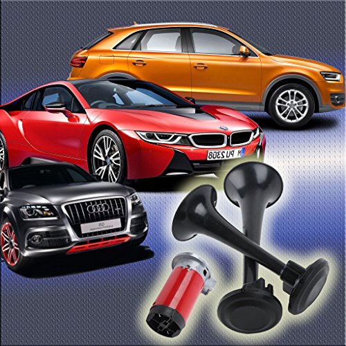 image for Zento Deals 12V DC Super Loud Dual Trumpet Air Horn Compressor Kit