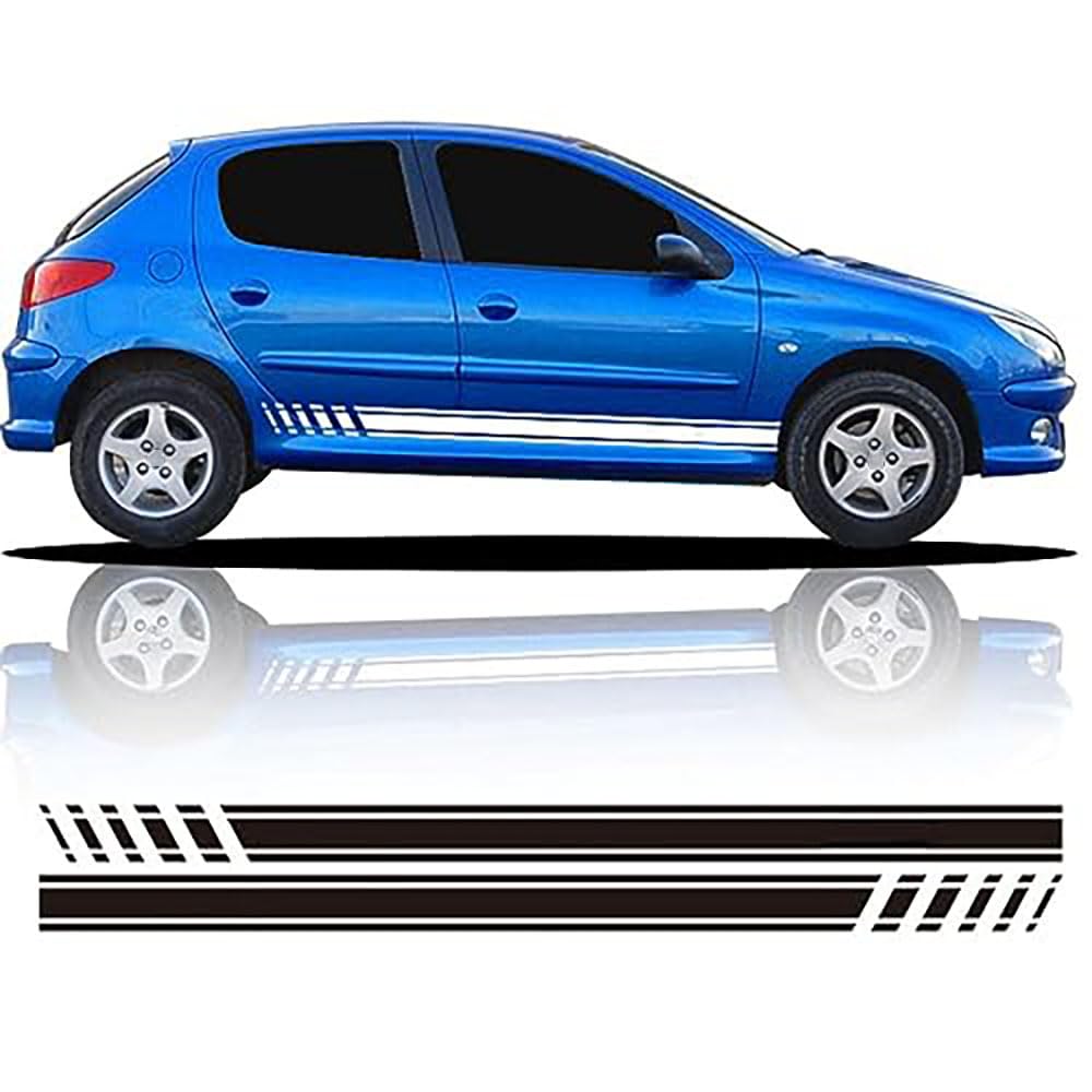 LzDQF Car Side Skirt Stickers stripe decal Decals,For Peugeot 206 Car Door Side Skirt Sticker Auto Body Decor Decals.