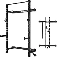 Vista 8 de RitFit 2.36'' x 2.36'' Folding Squat Rack for Home Gym, Wall Mounted Squat Rack with Attachments - Space Saving Squat Power Rack