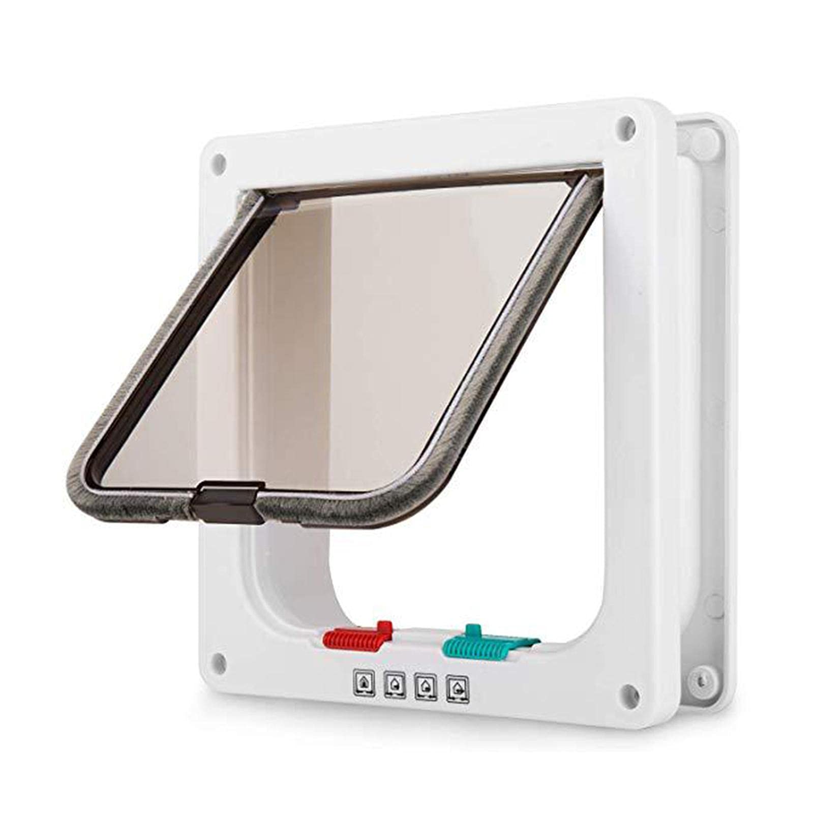 duhe189014 Puerta 4 vías con modo bloqueo para gatos y perros, puerta corrediza para perros, fácil instalar para puertas corredizas cristal, ventana cristal, ventana pantalla eficiente