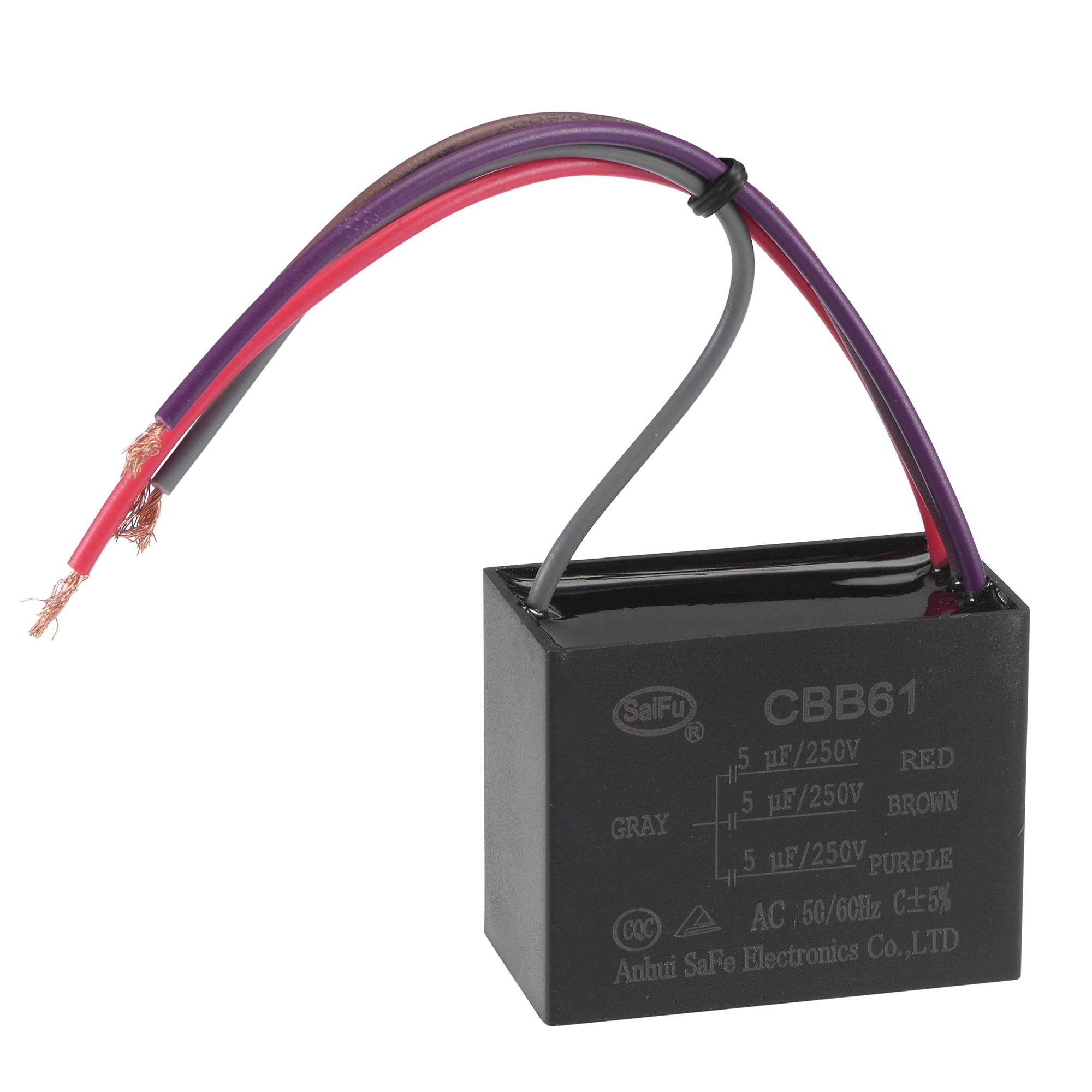 Buy sourcing Ceiling Fan Capacitor CBB61 5/5/5uF 250V AC 4 Wires