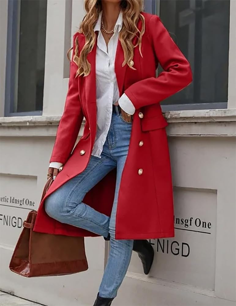 IDEALSANXUN Womens Long Wool Coat for Women Fall Winter Trench Coat Trendy Jackets - Image 4