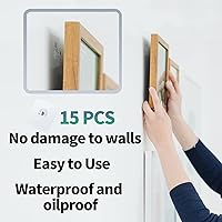 Vista 2 de 15 Pack No Drill Picture Hangers Without Nails 22lb Heavy Duty Sticky Hooks -Transparent Waterproof Wall Hangers, Removable Without Damage for