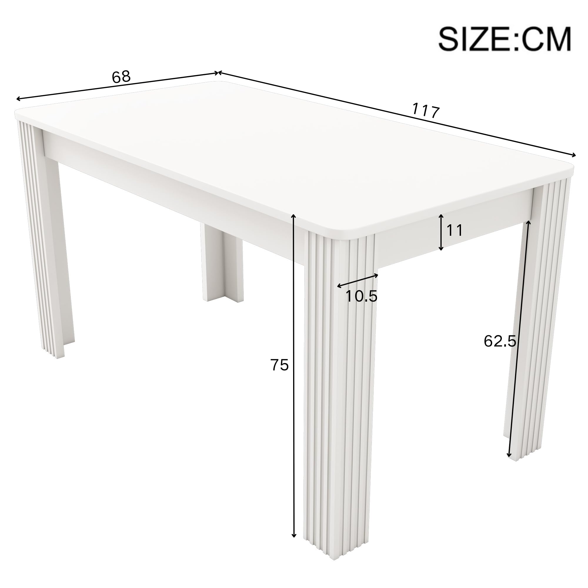 Merax Rechteckiger Esstisch für 4-6 Personen, Eichenholztisch Küchentisch Esszimmertisch für Restaurant, Wohnzimmer, Küche,Wohnzimmer, Weiß/117 * 68 * 75cm
