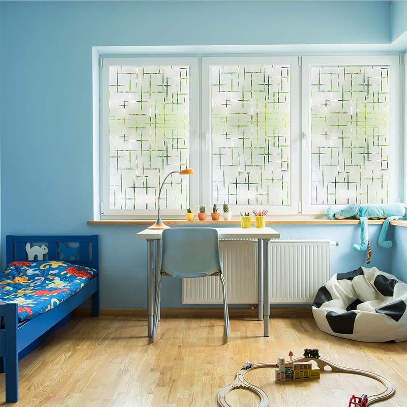 Image of Window Glass Film for Privacy, Self Adhesive Window Sticker, Sun Blocking Sticker Frosted Glass Film for Windows, bathrooms, Office Cabins, Living Rooms - Frosted Cross, 24 X 96 Inchs