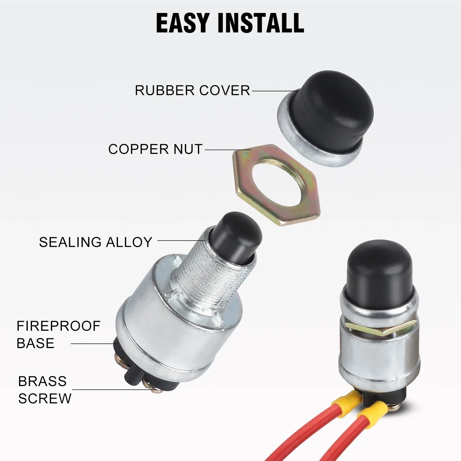 Interruttori di accensione Interruttore di avviamento a pulsante 12V-24V Interruttore di avviamento a pulsante impermeabile 60A per impieghi gravosi adatto per auto e camion(3 PCS)