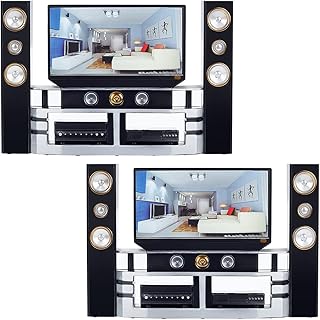 WEBEEDY 2 Pcs Miniature Dollhouse TV Furniture Accessories Playset Miniature Dollhouse Living Room TV Cabinet Miniature Furniture Decoration Accessories