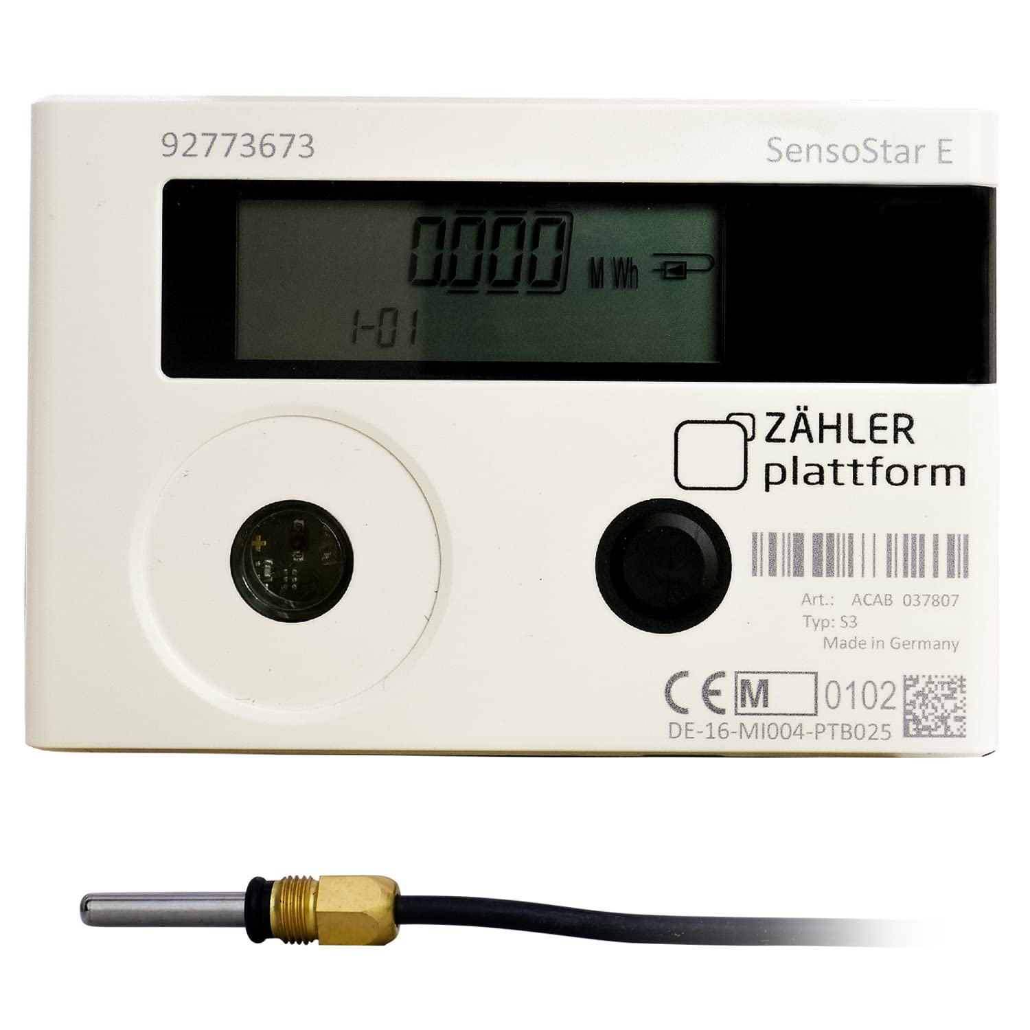 Contatore di calore Piattaforma SensoStar E a getto singolo compatto Qn 1,5 m³/h, attacco 3/4 pollici, lunghezza 110 mm, sensore di temperatura diametro 5,2 mm, taratura 2026 valida fino al 2032