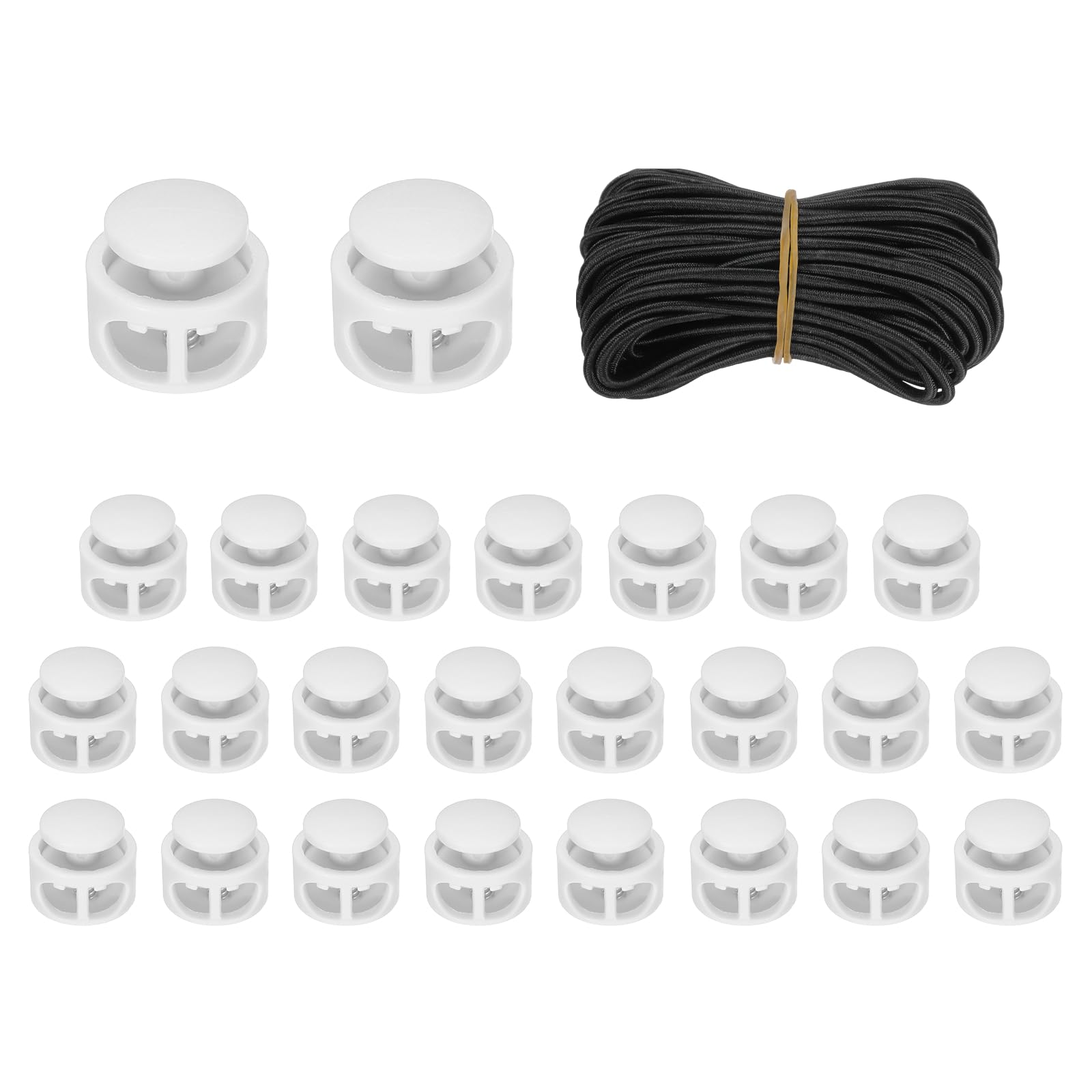 sourcing map 25Pcs Double Hole Cord Locks 17mm Spring Toggle White — image 1